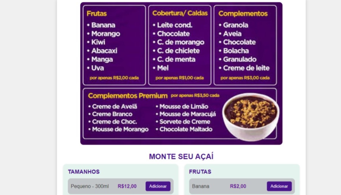 Monte seu açai